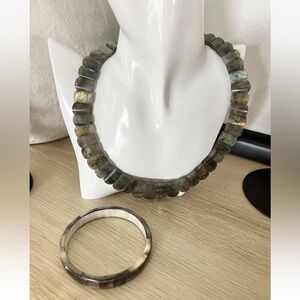 JTV Nf 925 Sterling Silver Gallery Collection Labradorite Necklace & Bracelet